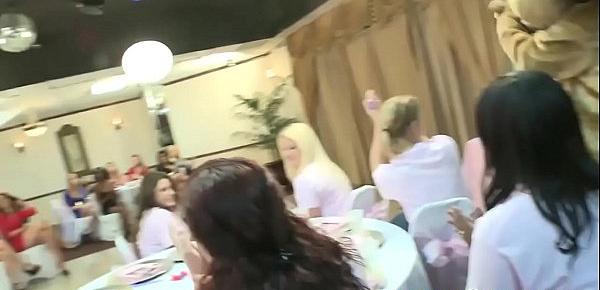  Girls sucking cock and making it cum at a bachelorette party